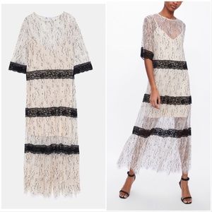 Lace Contrast Long Dress